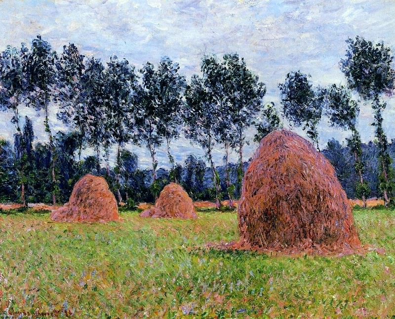 Haystacks, Overcast Day, Claude Oscar Monet