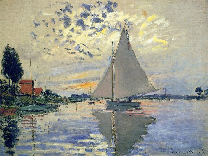 Sailboat at Le Petit Gennevilliers, Claude Oscar Monet