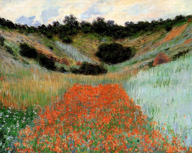 Poppy Field in a Hollow near Giverny, Claude Oscar Monet