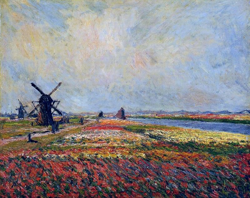 Fields of Flowers and Windmills near Leiden, Claude Oscar Monet