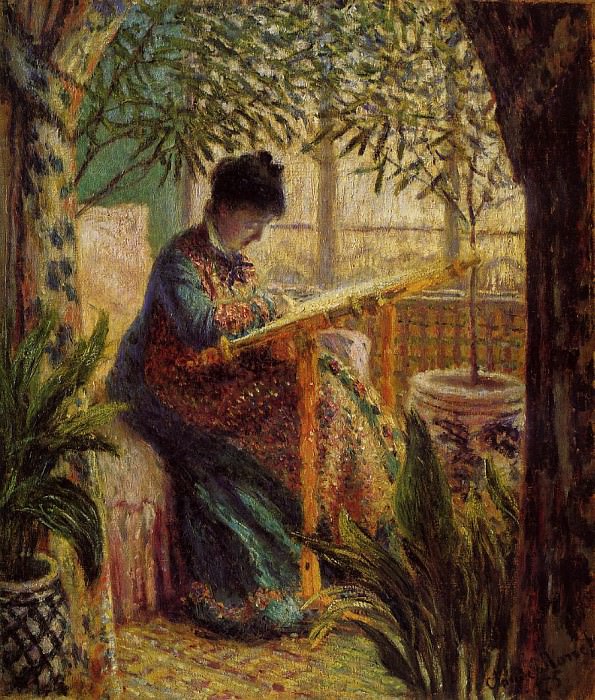 Camille Embroidering, Claude Oscar Monet