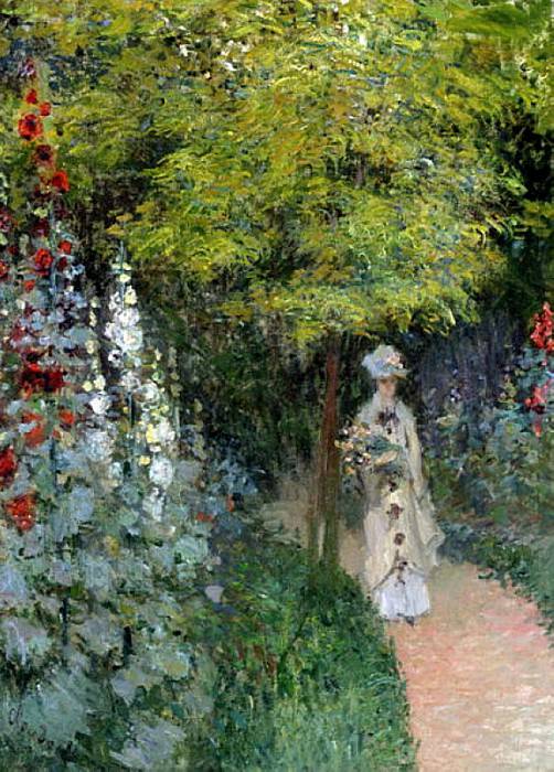 The Garden, Hollyhocks, Claude Oscar Monet