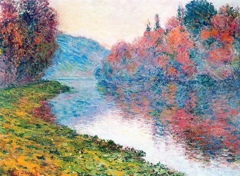 Banks of the Seine at Jenfosse – Clear Weather, Claude Oscar Monet