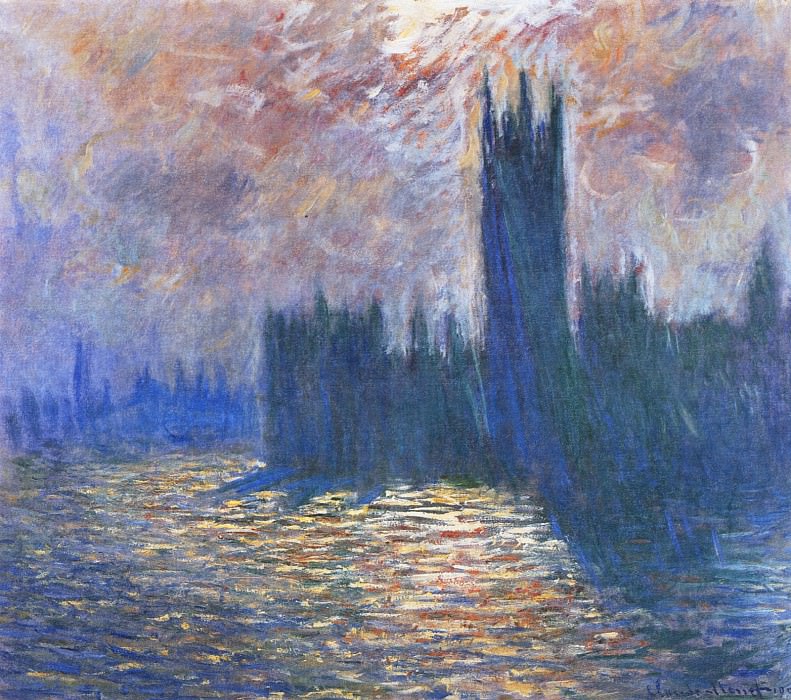 Houses of Parliament, Reflection of the Thames, Claude Oscar Monet