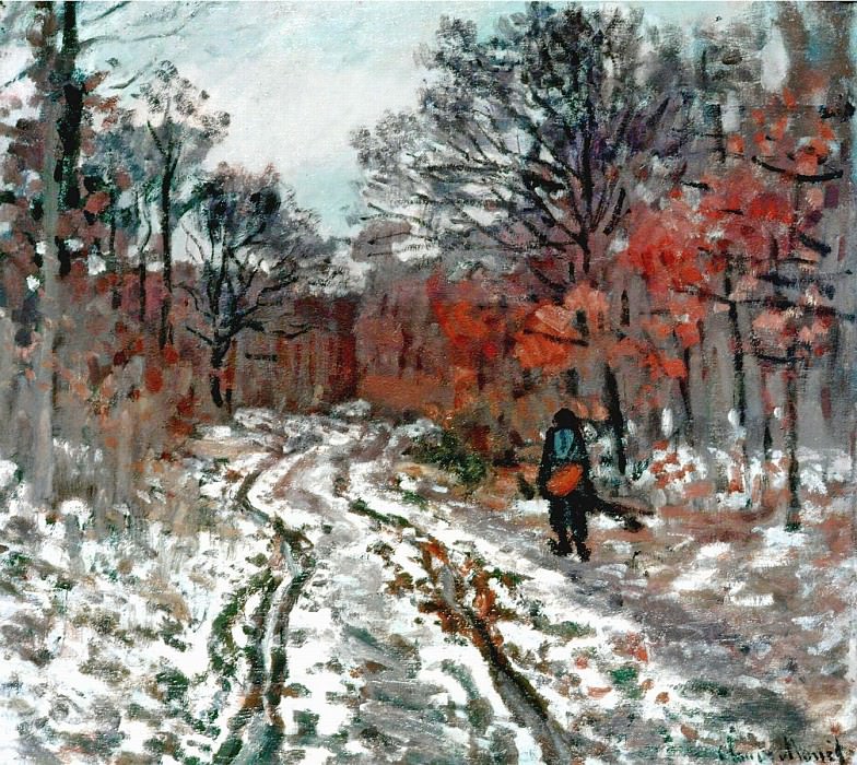 Path through the Forest, Snow Effect, Claude Oscar Monet