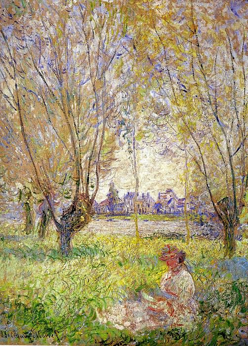 Woman Sitting under the Willows, Claude Oscar Monet