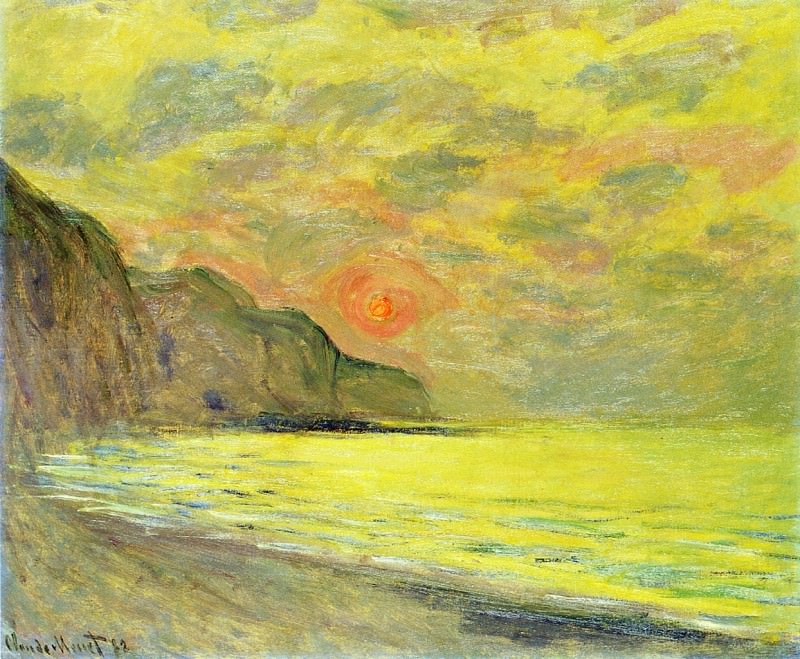 Sunset, Foggy Weather, Pourville, Claude Oscar Monet