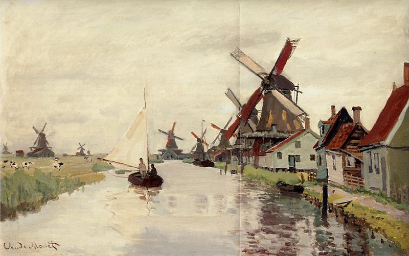 Windmills in Holland, Claude Oscar Monet