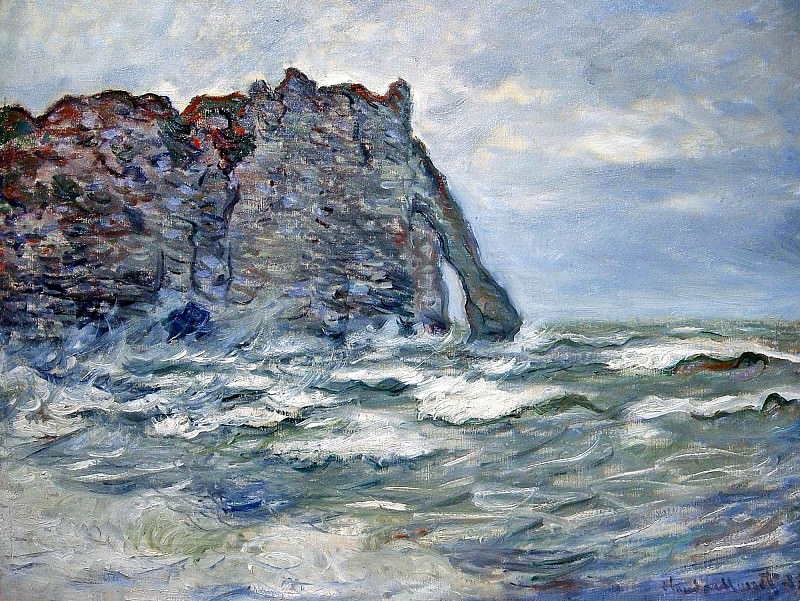 Port d`Aval, Rough Sea, Claude Oscar Monet