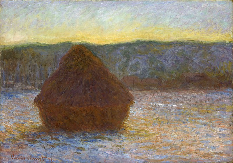 Grainstack, Thaw, Sunset, Claude Oscar Monet