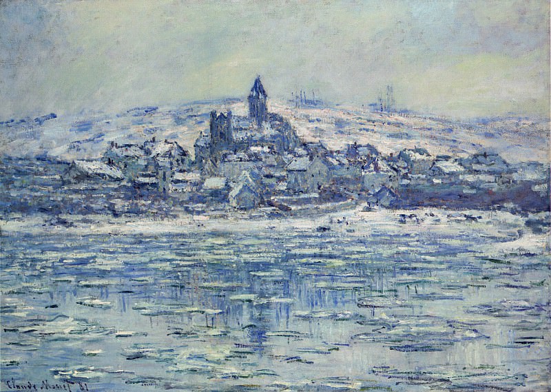 View of Vetheuil, Ice Floes, Claude Oscar Monet
