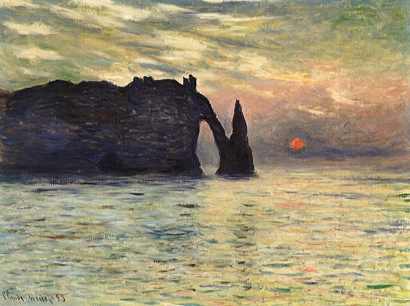 The Manneport, Cliff at Etretat, Sunset, Claude Oscar Monet