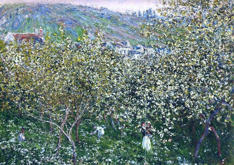 Vetheuil, Flowering Plum Trees, Claude Oscar Monet