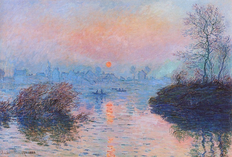 Sunset on the Seine at Lavacourt, Winter Effect, Claude Oscar Monet
