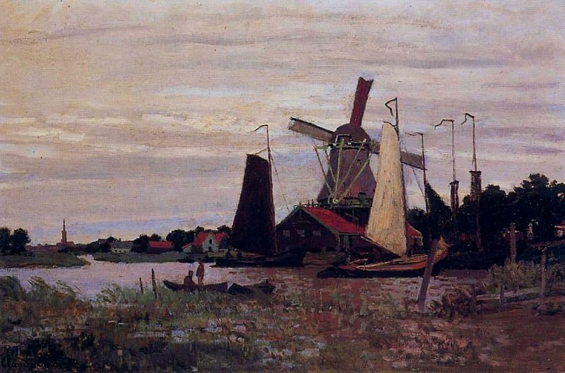Windmill at Zaandam, 1871 02, Claude Oscar Monet