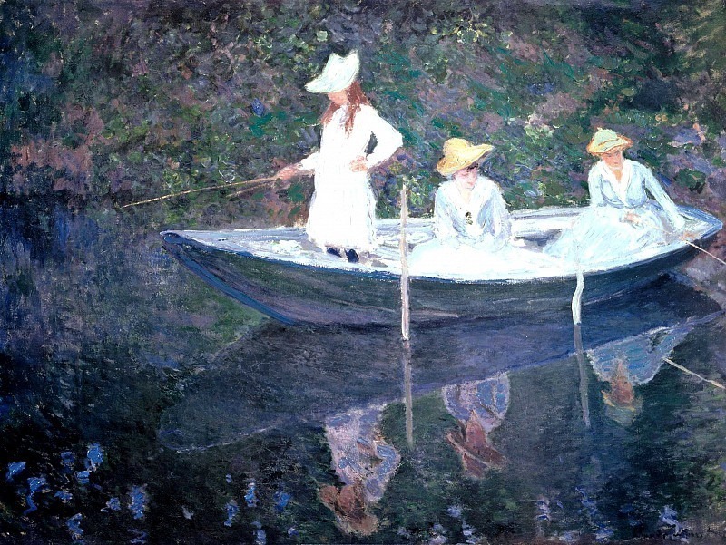 In the Norvegiean Boat at Giverny, Claude Oscar Monet
