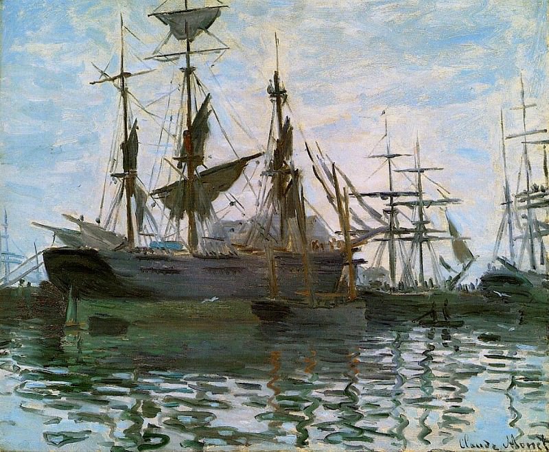 Ships in Harbor, Claude Oscar Monet