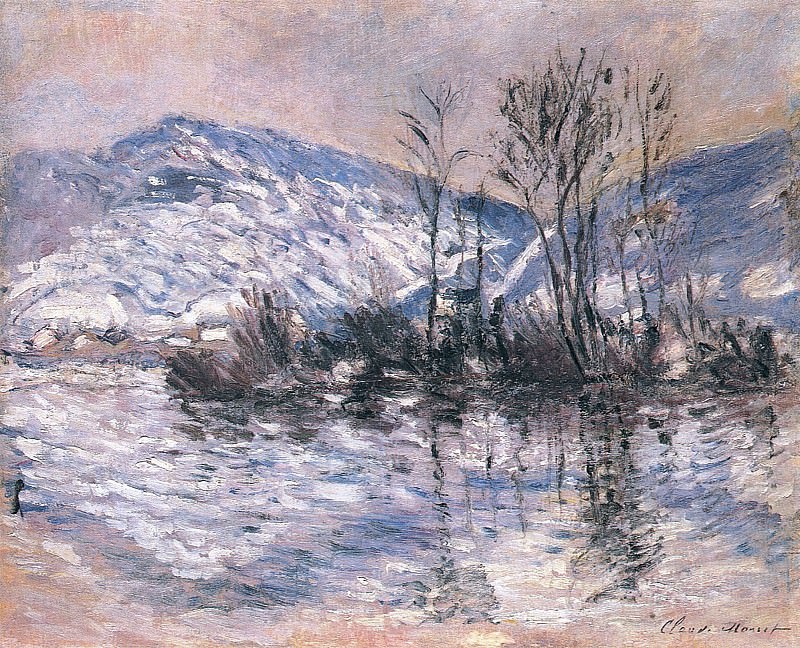 The Seine at Port Villez, Snow Effect 02, Claude Oscar Monet