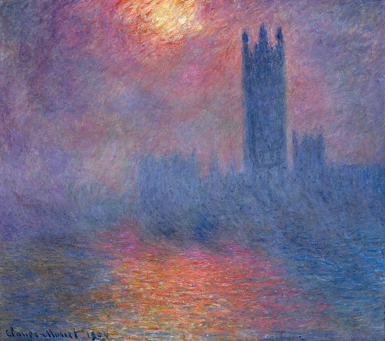 Houses of Parliament, London, Sun Breaking Through, Claude Oscar Monet