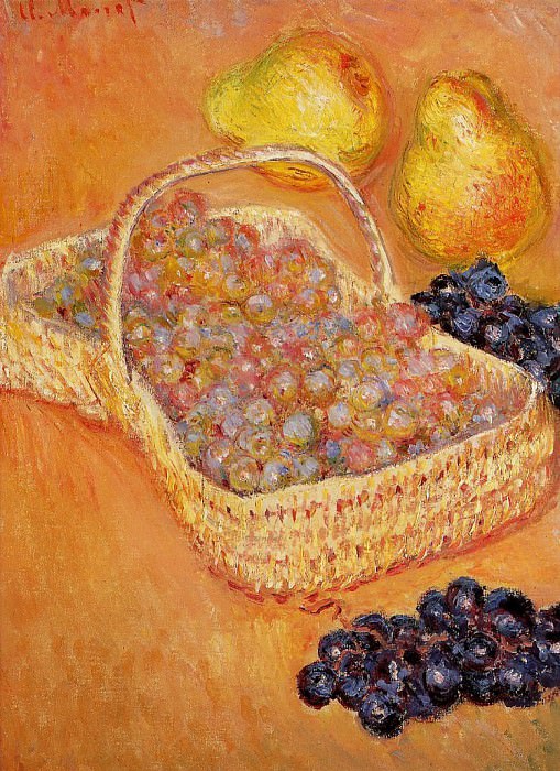 Basket of Graphes, Quinces and Pears, Claude Oscar Monet