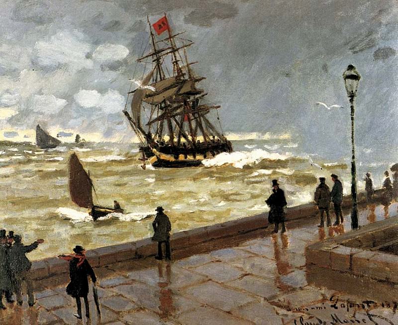 The Jetty at Le Havre Bad Weather, Claude Oscar Monet