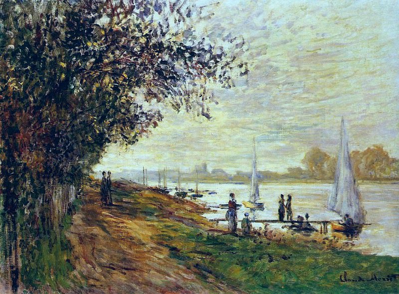 The Riverbank at Le Petit Gennevilliers, Sunset, Claude Oscar Monet