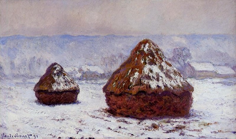 Grainstacks, Snow Effect, Claude Oscar Monet