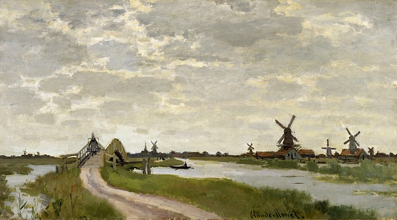 Windmills at Haaldersbroek, Zaandam, Claude Oscar Monet