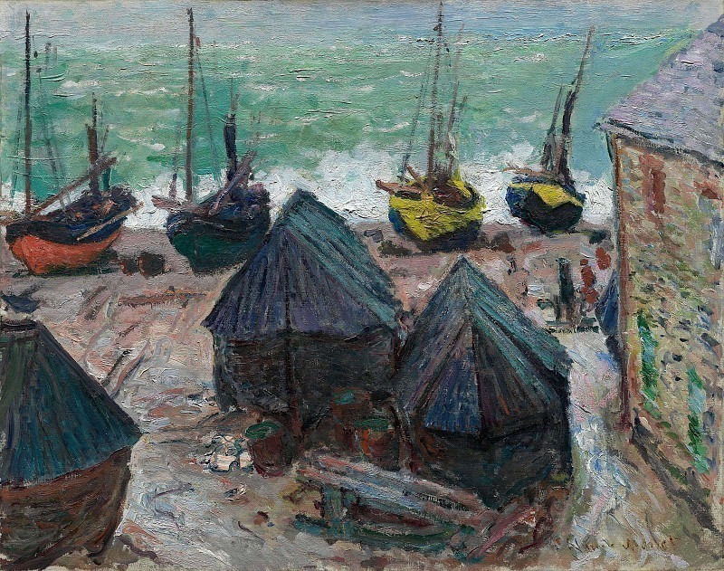 Boats on the Beach at Étretat, Claude Oscar Monet