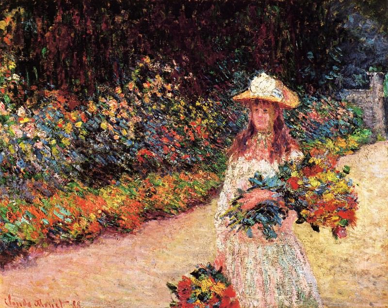 Young Girl in the Garden at Giverny, Claude Oscar Monet