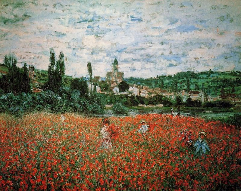 Poppy Field near Vetheuil, Claude Oscar Monet
