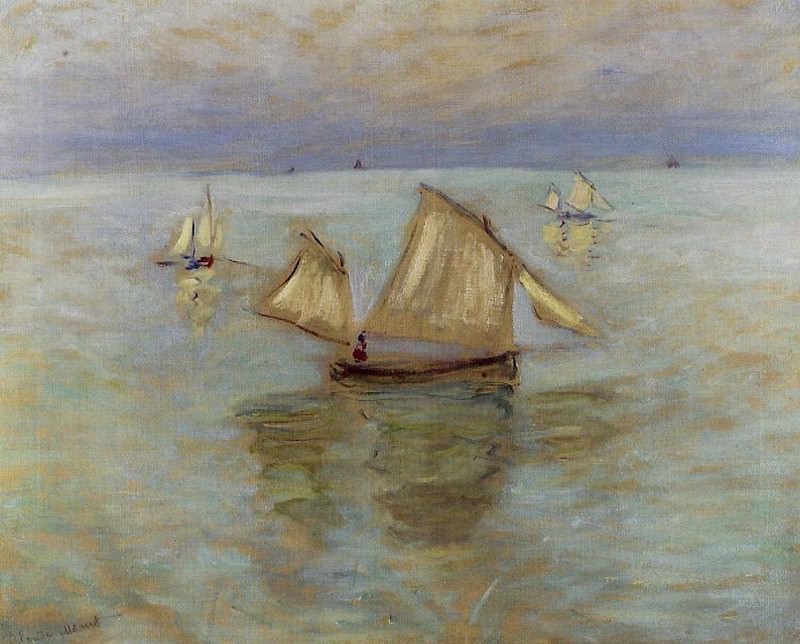 Fishing Boats at Pourville, Claude Oscar Monet