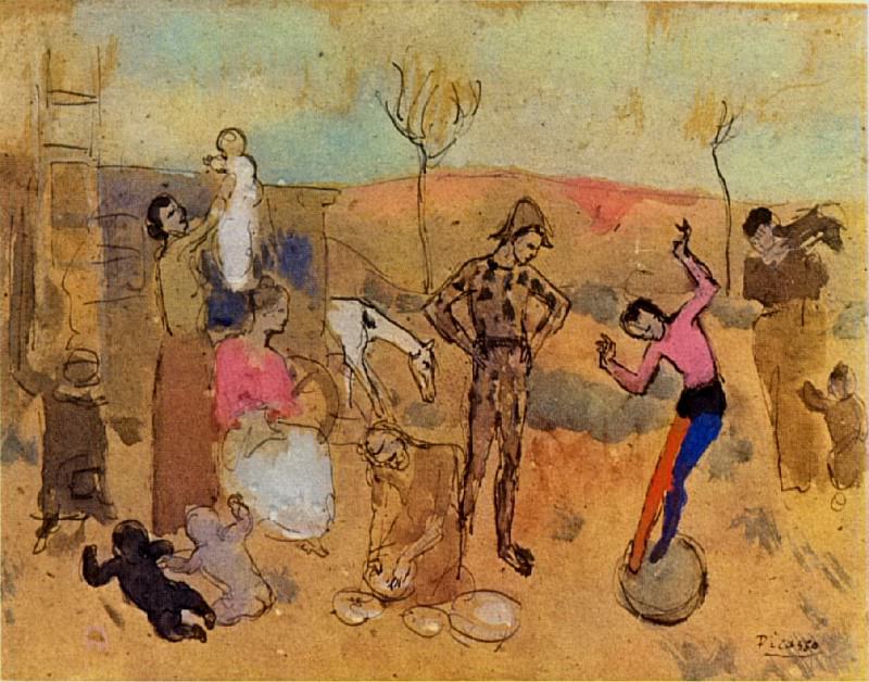 1905 Famille de bateleurs, Пабло Пикассо (1881-1973) Период: 1889-1907