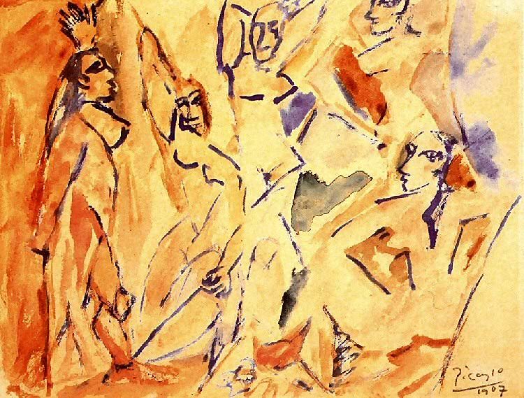 1907 Les demoiselles dAvignon [Рtude]2, Pablo Picasso (1881-1973) Period of creation: 1889-1907
