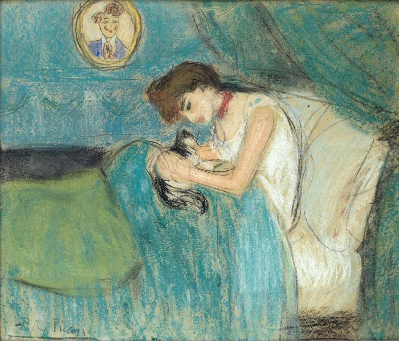 1900 La femme au chat, Пабло Пикассо (1881-1973) Период: 1889-1907