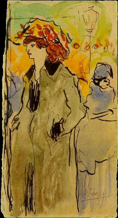 1901 Femme dans la rue, Пабло Пикассо (1881-1973) Период: 1889-1907