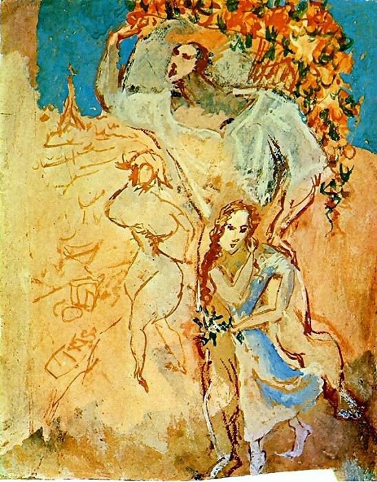1906 Satyre et jeune fille, Пабло Пикассо (1881-1973) Период: 1889-1907