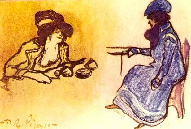 1900 Deux femmes assises, Пабло Пикассо (1881-1973) Период: 1889-1907