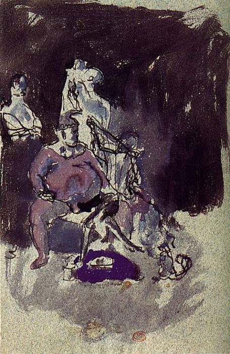 1905 Profil droit de bouffon, Пабло Пикассо (1881-1973) Период: 1889-1907