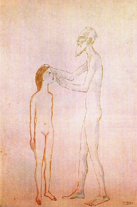 1904 Vieillard aveugle et fillette, Пабло Пикассо (1881-1973) Период: 1889-1907