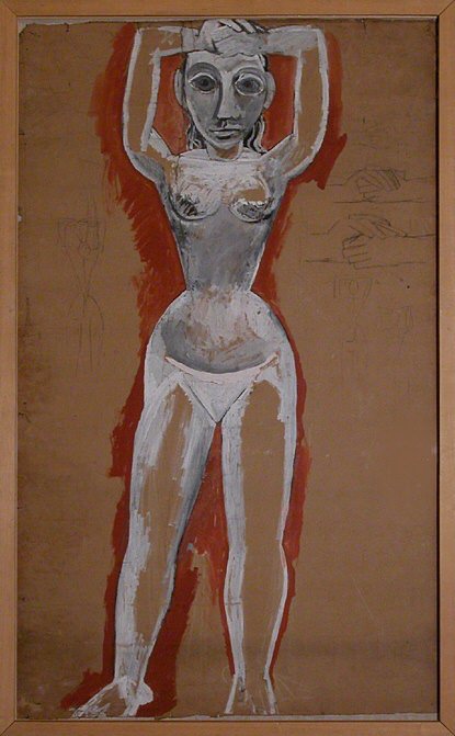 1907 nu de face aux bras levВs, Pablo Picasso (1881-1973) Period of creation: 1889-1907