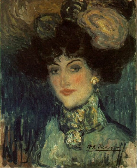 1901 Femme au chapeau Е plumes, Пабло Пикассо (1881-1973) Период: 1889-1907