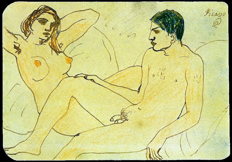 1902 Autoportrait avec nu, Пабло Пикассо (1881-1973) Период: 1889-1907