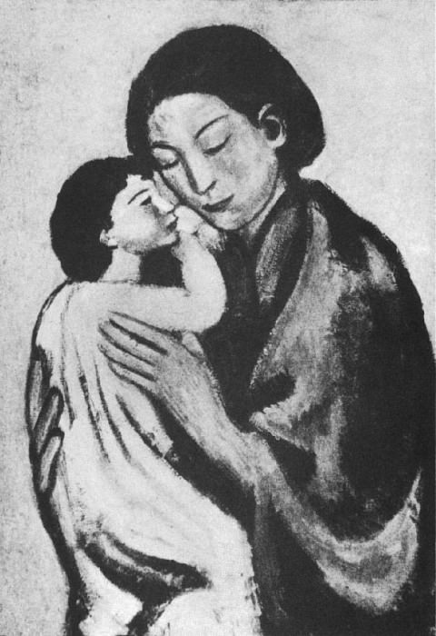 1901 Femme accroupie et enfant, Пабло Пикассо (1881-1973) Период: 1889-1907