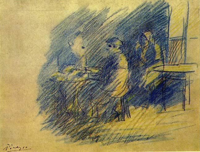 1904 Picasso et S. Junyer-Vidal assis prКs de CВlestine, Пабло Пикассо (1881-1973) Период: 1889-1907