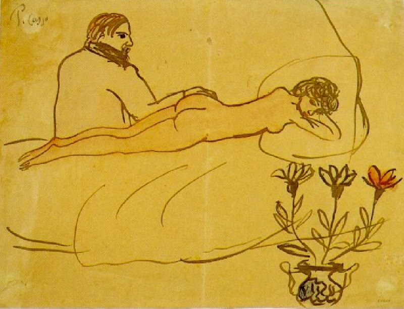 1902 Nu couchВ et Picasso assis, Пабло Пикассо (1881-1973) Период: 1889-1907