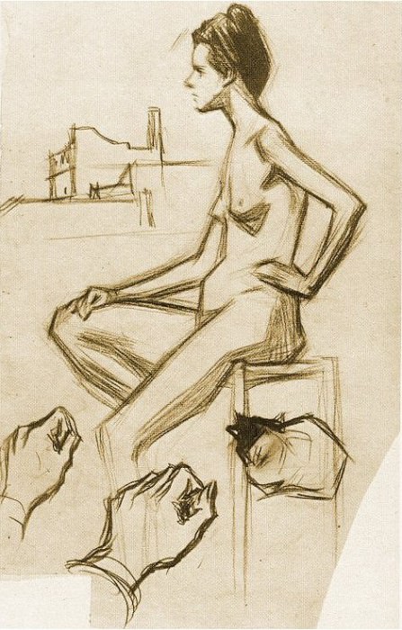 1899 Femme nue assise, Пабло Пикассо (1881-1973) Период: 1889-1907