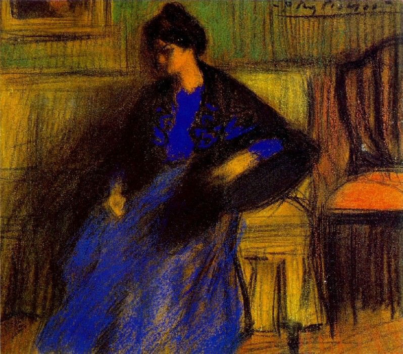 1899 Femme assise avec chГle, Пабло Пикассо (1881-1973) Период: 1889-1907