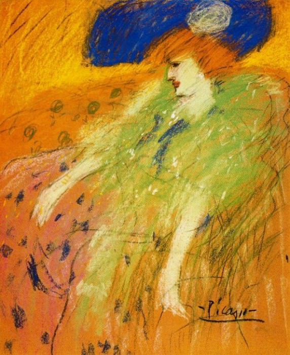1901 Femme au chapeau bleu, Пабло Пикассо (1881-1973) Период: 1889-1907