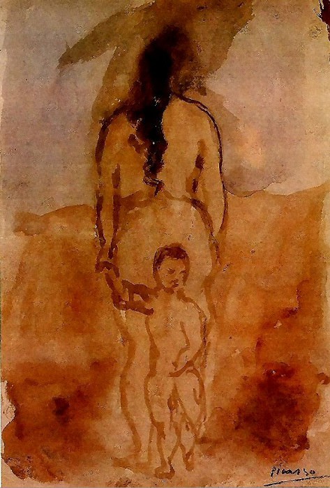 1906 Femme nue vue de dos avec enfant, Пабло Пикассо (1881-1973) Период: 1889-1907